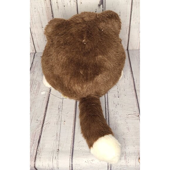 12" Vintage Applause Plum Puddy Brown & White Round Cat Plush Stuffed Animal - Picture 2 of 3